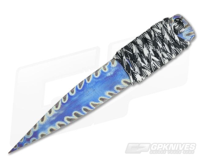 M Strider Knives Flamed Titanium Wide Nail 5.69" Cord Wrapped Fixed Blade - MSK-035