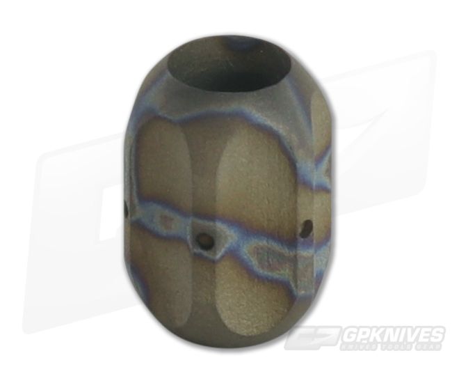 Ti Survival Titanium Lanyard Bead Hex Sandblasted Random Flame Anodized - TS-035