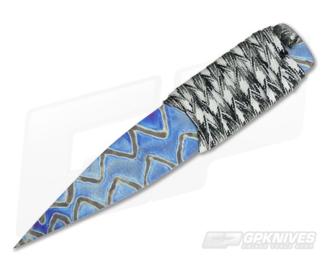 M Strider Knives Flamed Titanium Wide Nail 5.63" Cord Wrapped Fixed Blade - MSK-036
