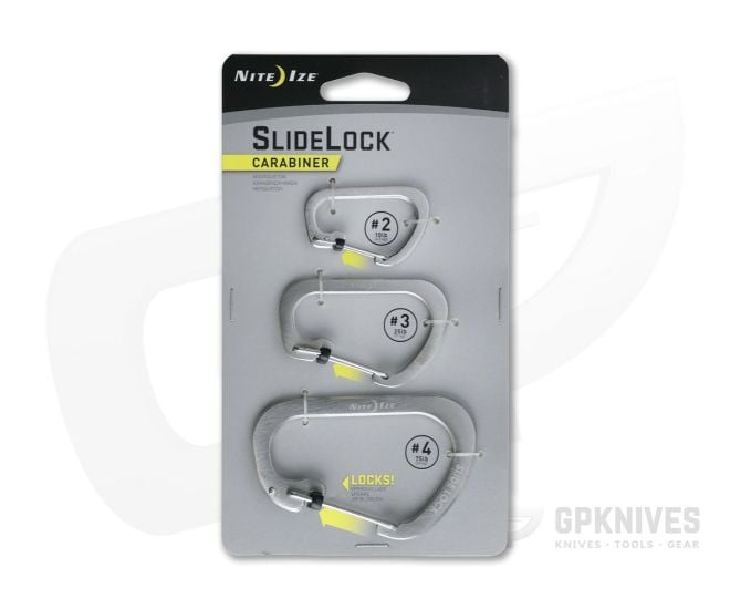 Nite Ize SlideLock Carabiner Stainless Steel Three Pack - NI-03706