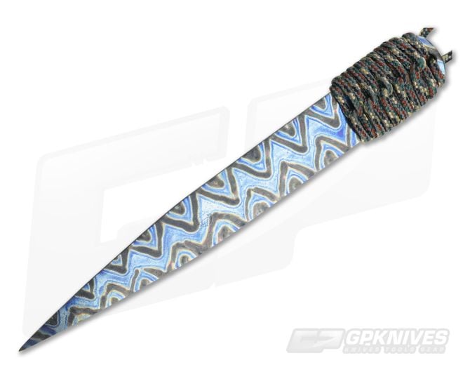 M Strider Knives Flamed Titanium Long Nail 7.00" Cord Wrapped Fixed Blade - MSK-037
