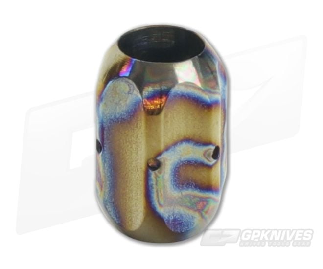 Ti Survival Titanium Lanyard Bead Hex Polished Random Flame Anodized - TS-037