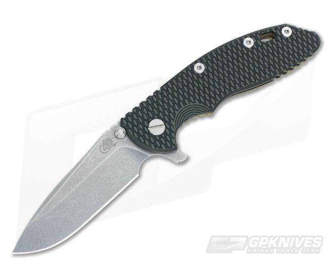Hinderer Knives XM-18 3.5" Green-Black Spearpoint Flipper Battle Bronze Frame - HK-0387