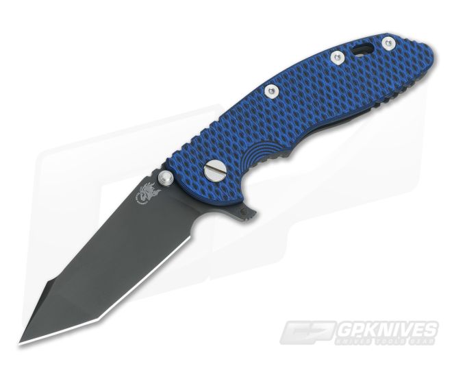 Hinderer Knives XM-18 3.5" Blue/Black Fatty Harpoon Tanto Black DLC - HK-0389