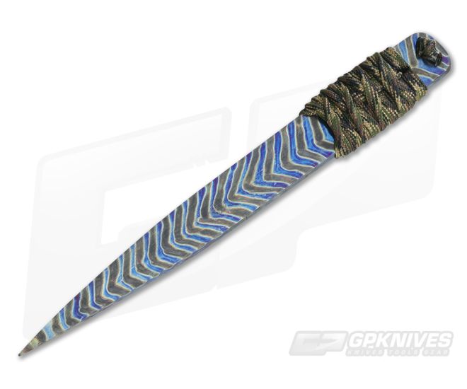 M Strider Knives Flamed Titanium Long Nail 6.69" Cord Wrapped Fixed Blade - MSK-038