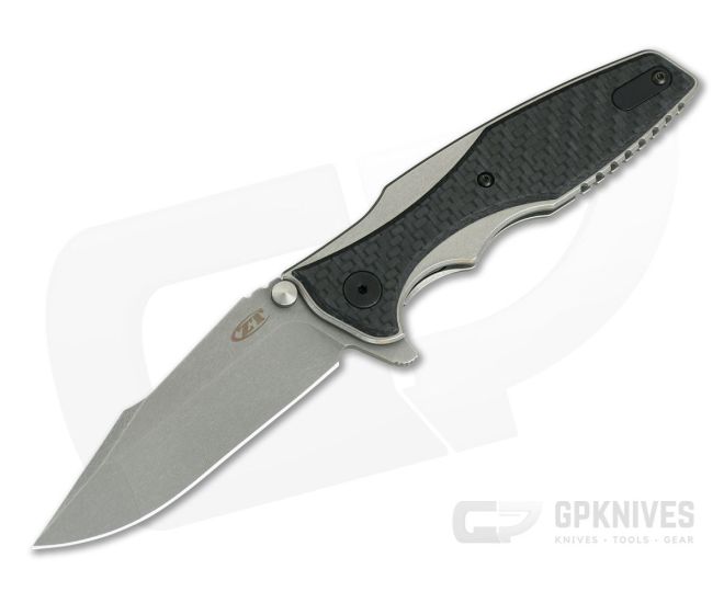 Zero Tolerance 0393GLCF Hinderer Flipper Glow Carbon Fiber Titanium Frame Lock - ZT-0393GLCF