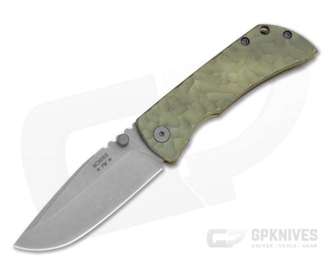 McNees Knives PM MAC-2 3" Green/Bronze Atomic Rock Drop Point - MNK-039