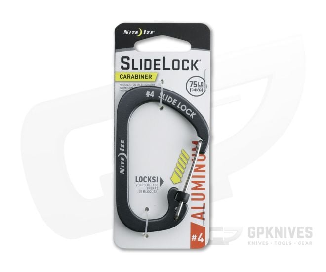 Nite Ize SlideLock Carabiner Aluminum #4 Charcoal Gray - NI-04044