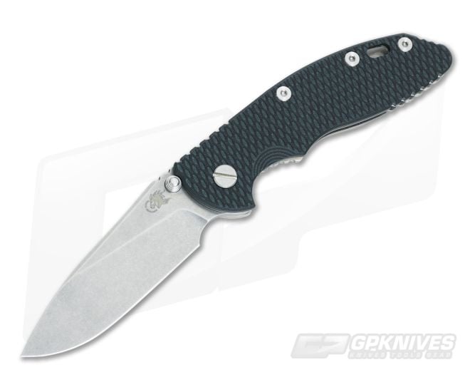 Hinderer Knives XM-18 3.5" Black-Blue Slicer NoN Flipper Stonewashed - HK-0407