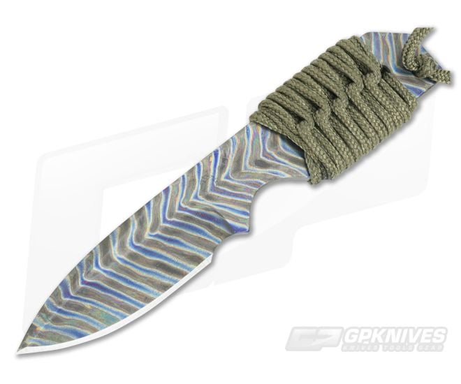 M Strider Knives Short Flamed Titanium 5.88" Spear Fixed Blade - MSK-040