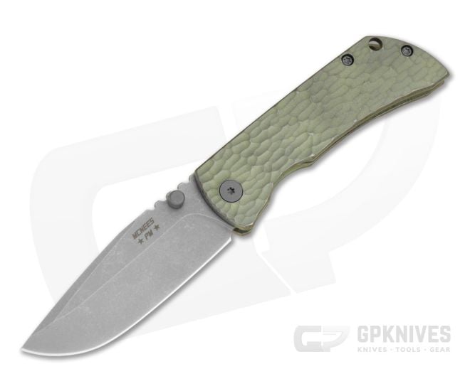 McNees Knives PM MAC-2 3" Green/Bronze Atomic Jig Drop Point - MNK-041