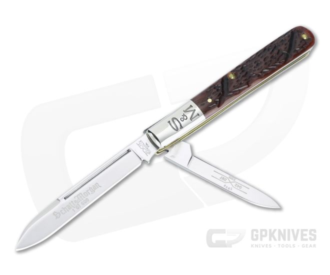 Queen Schatt & Morgan 2008 Series XVIII Horticulturists Knife Brown Worm Groove Bone Slip Joint 042297 - QN-042297