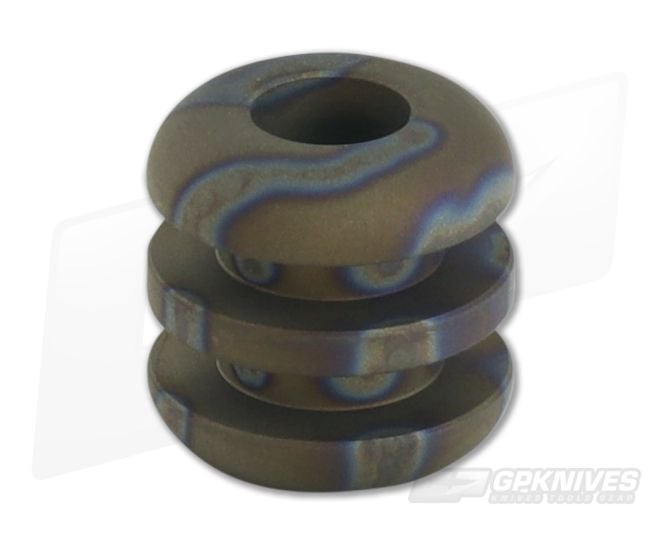 Ti Survival Titanium Lanyard Bead Three Ribbed Sandblasted Random Flame Anodized - TS-043