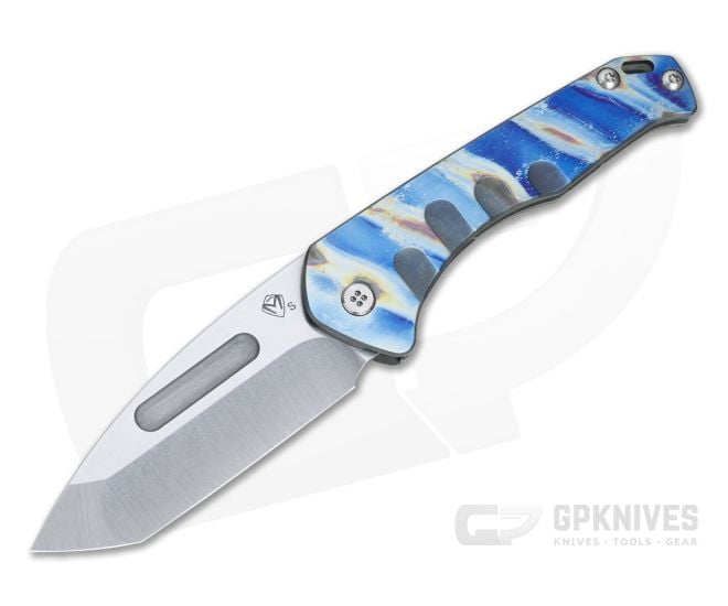 Medford Praetorian Slim Tanto Tumbled S35VN Flamed Blue Titanium Folder - MKT-044