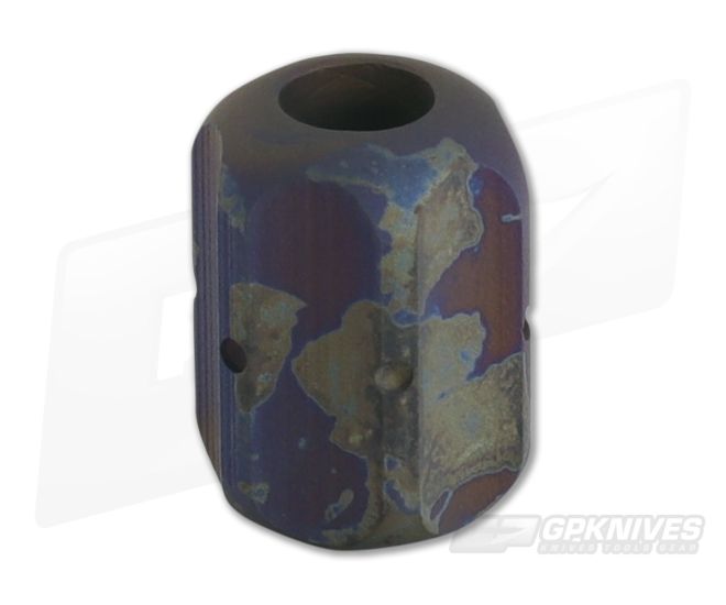 Ti Survival Titanium Lanyard Bead Hex XL Sandblasted Blue Smoke Anodized - TS-045