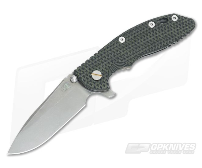 Hinderer Knives XM-18 3.5" Green/Black Spear Point Battle Anthracite DLC Flipper - HK-0461