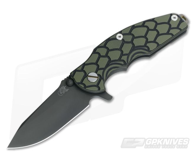 Hinderer Knives Jurassic Black DLC 3.25" Green/Black G10 SpearPoint - HK-0464