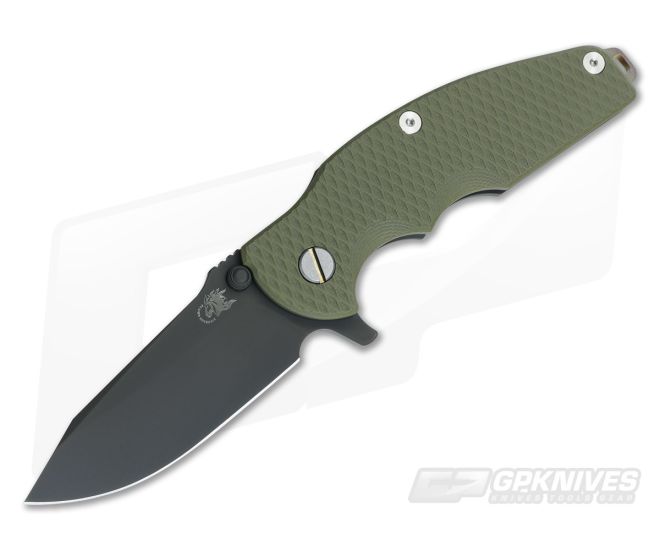 Hinderer Knives Jurassic Black DLC 3.25" OD Green XM G10 SpearPoint - HK-0466