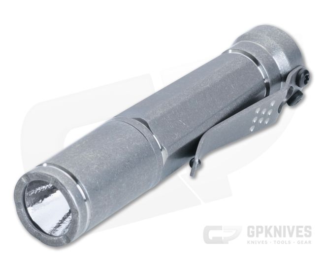 Laulima Metal Craft Todai Slim Flashlight Tumbled Titanium 3500K Warm White LED 14500 LMC-046 - LMC-046