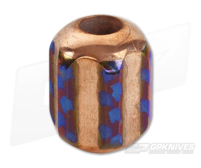 Ti Survival Titanium Copper Lanyard Bead Hex XXL Polished Blue Smoke Anodized - TS-047