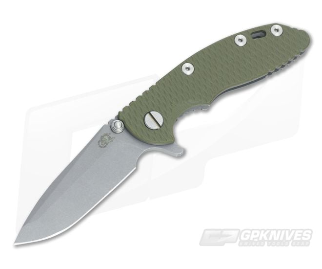 Hinderer Knives XM-18 3" OD Green Spanto Working Finish Flipper - HK-0482