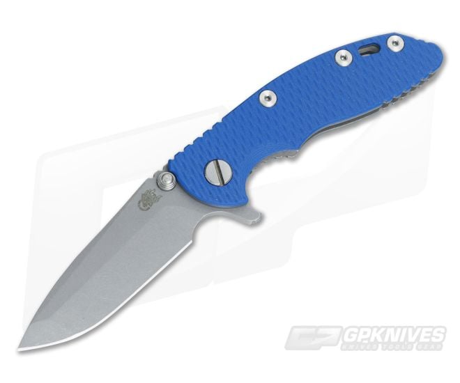 Hinderer Knives XM-18 3" Blue Spanto Working Finish Flipper - HK-0483