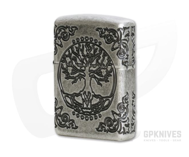 Zippo Windproof Lighter Tree of Life Antique Silver MultiCut Engraved Armor Case 29670 - ZI-29670