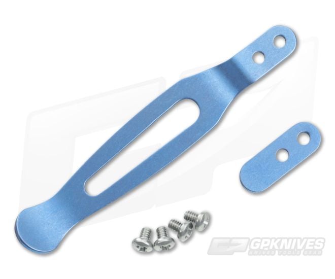 Hinderer Pocket Clip and Filler Tab Set Titanium Stonewashed Blue 0492 - HK-0492