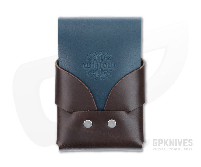 Willow Craft Goods Slim Swaddle Leather Wallet Dark Mahogany And Ocean Blue Colorway WCG-04 - WCG-04