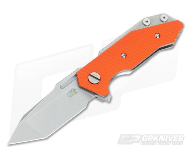Hinderer Knives Half Track Tanto 20CV Orange G10 Stonewash Finish - HK-0502