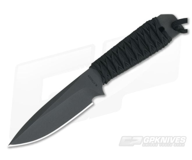 M. Strider Knives WP Hand Ground Spear Point Black ATS-34 Paracord Wrap 050 - MSK-050