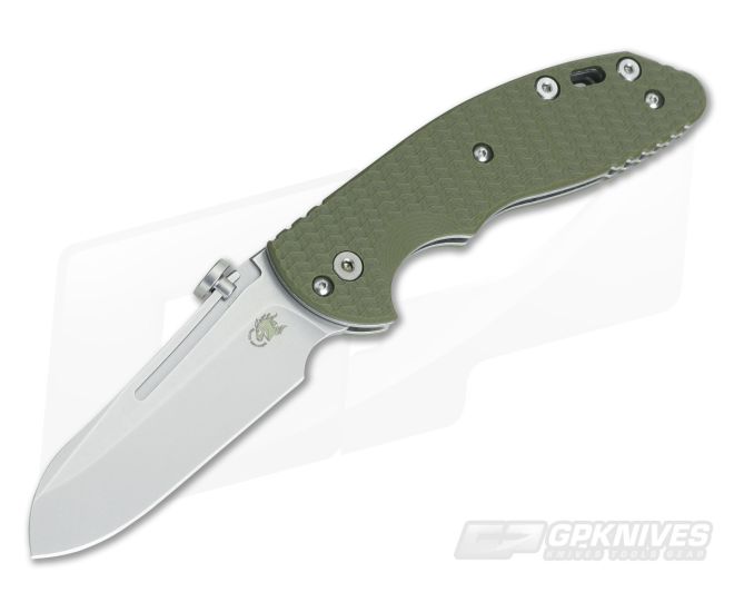 Hinderer Knives XM Slippy Stonewash 20CV Sheepsfoot OD Green G10 - HK-0513