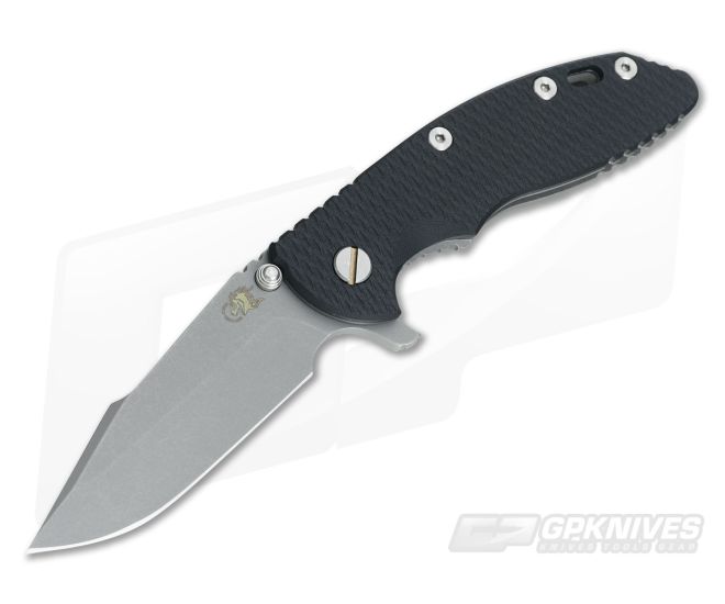 Hinderer Knives XM-18 3.5" Black Harpoon Spanto Working Finish Flipper - HK-0518