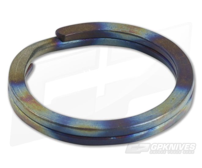 Ti Survival Titanium Split Ring Stonewashed Flame Anodized Rings Key Ring - TS-051