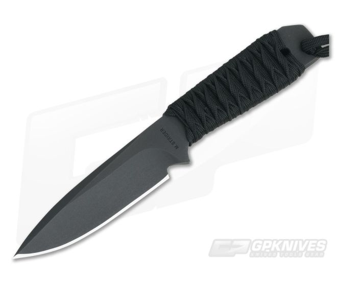 M. Strider Knives WP Hand Ground Spear Point Black ATS-34 Paracord Wrap 051 - MSK-051