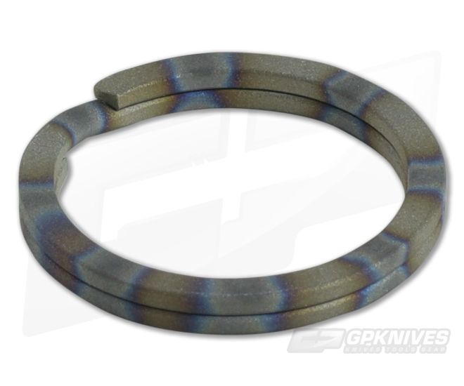 Ti Survival Titanium Split Ring Sandblasted Flame Anodized Rings Key Ring - TS-052