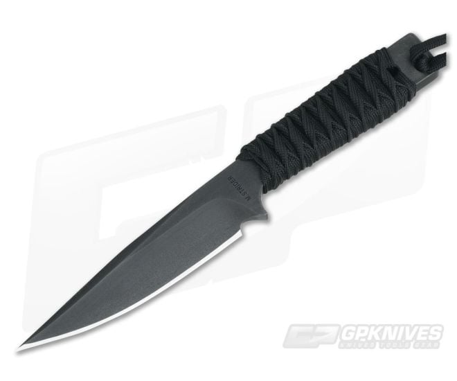 M. Strider Knives WP Hand Ground Clip Point Black ATS-34 Paracord Wrap 052 - MSK-052