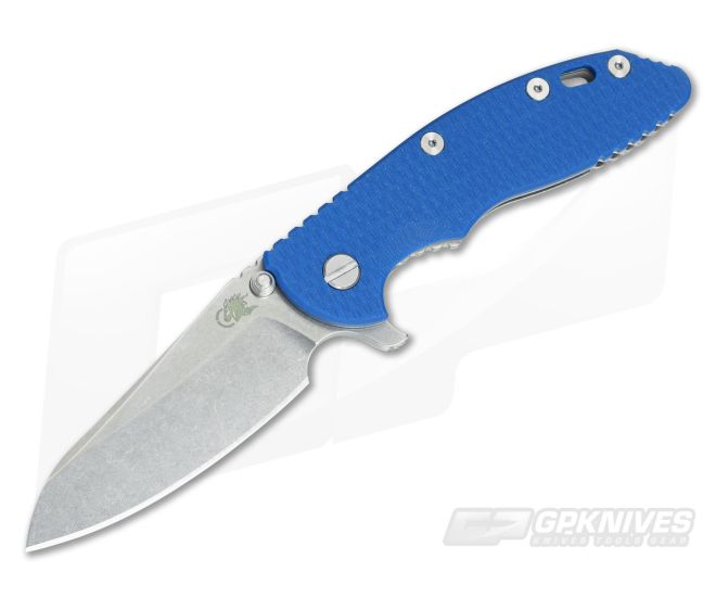 Hinderer Knives XM-18 3.5" GEN 5 Sheepsfoot Stonewash 20CV Blue G10 - HK-0533