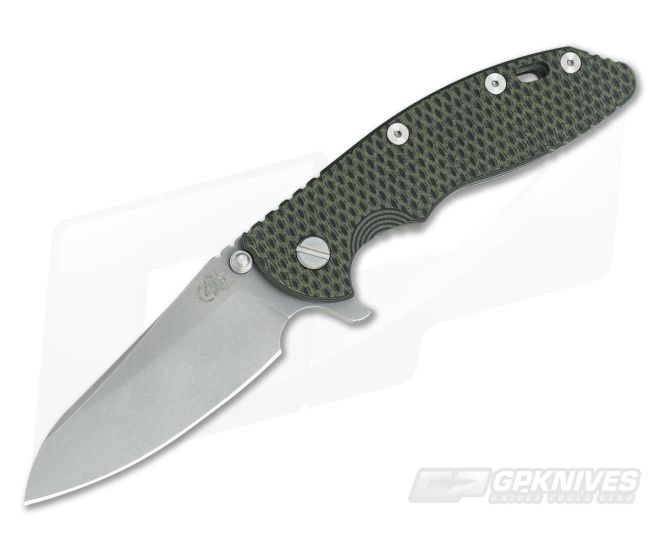Hinderer Knives XM-18 3.5" GEN 5 Sheepsfoot Working Finish 20CV OD Green & Black G10 - HK-0542