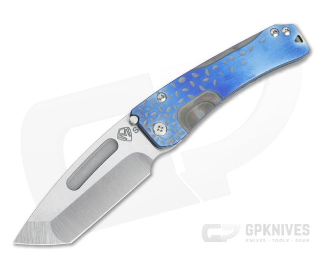 Medford Knives Slim Midi Tanto S35VN Faced Blue "Falling Leaf" Titanium Frame Lock Folder - MKT-054