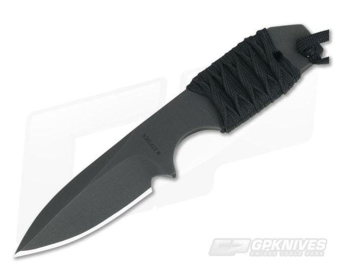 M. Strider Knives WP Hand Ground Spear Point Black ATS-34 Paracord Wrap 054 - MSK-054