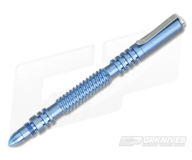 Hinderer Knives Investigator Pen Spiral Blue Titanium - HK-0551