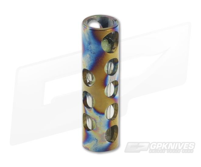 Ti Survival Titanium Glow Lantern Lanyard Fob Polished Random Flame Anodized - TS-056