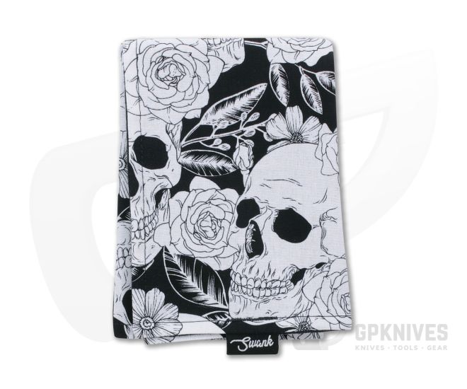SwankHanks Black and White Skulls and Roses Cotton and Microsuede Hank - SH-056