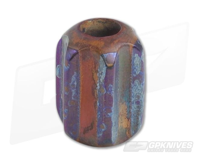 Ti Survival Titanium Copper Lanyard Bead Hex XL Patina Blue Smoke Anodized - TS-057