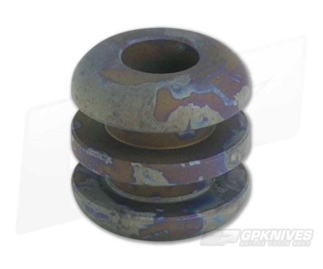 Ti Survival Three Ribbed Titanium Lanyard Bead Sandblasted Blue Smoke Anodized - TS-058