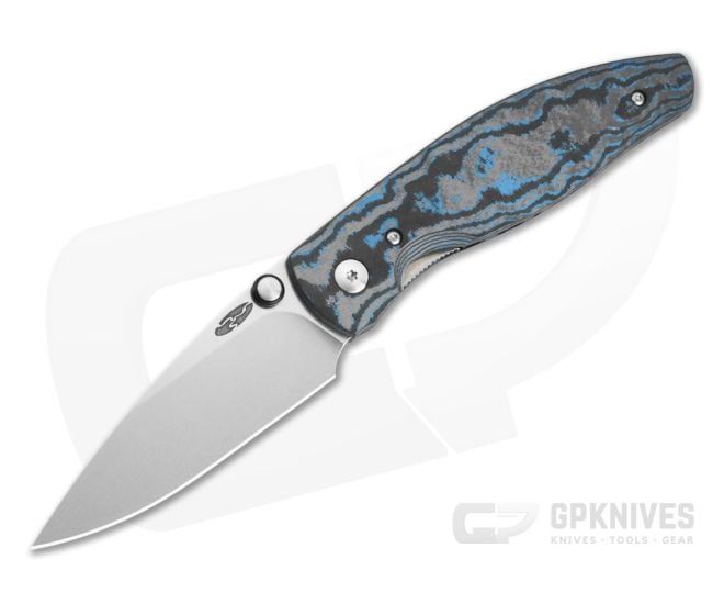 TRM Atom Electric Blue 3D CamoCarbon MagnaCut Liner Lock Knife (3.50" Blade) - TRM-064