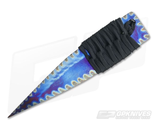 M. Strider Knives Flamed Titanium Wide Nail 5.25" Cord Wrapped Fixed Blade - MSK-064