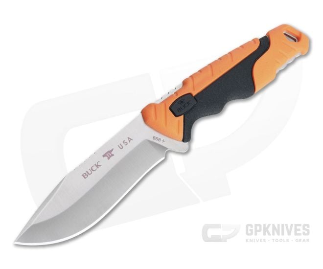 Buck Pursuit Pro Small S35VN Drop Point Orange Fixed Blade Hunting Knife 0658ORS - BU-0658ORS