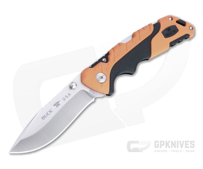 Buck Pursuit Pro Folder Large S35VN Drop Point Orange Folding Hunting Knife 0659ORS - BU-0659ORS